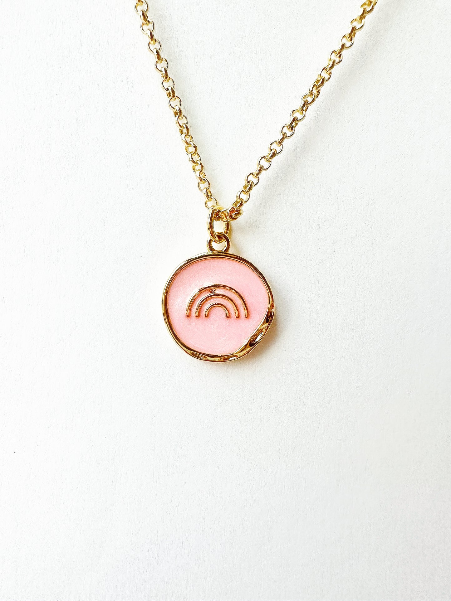 14k Gold-Filled Pink Rainbow Coin Necklace