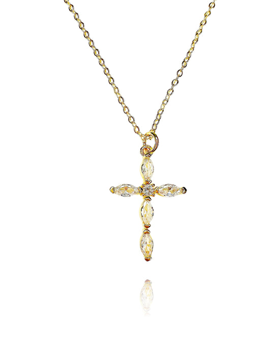 14K Gold-Filled Crystal Cross Necklace