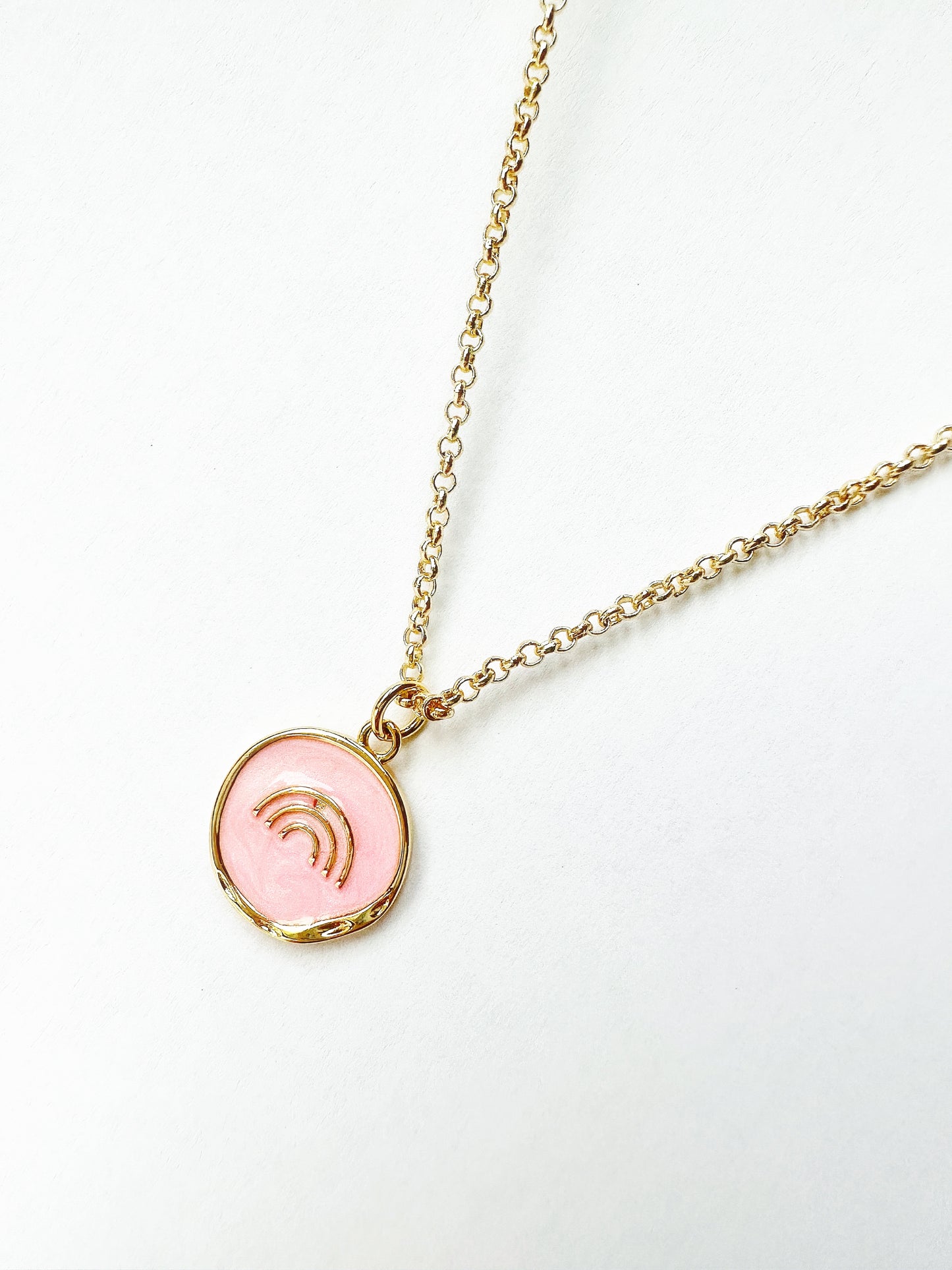 14k Gold-Filled Pink Rainbow Coin Necklace