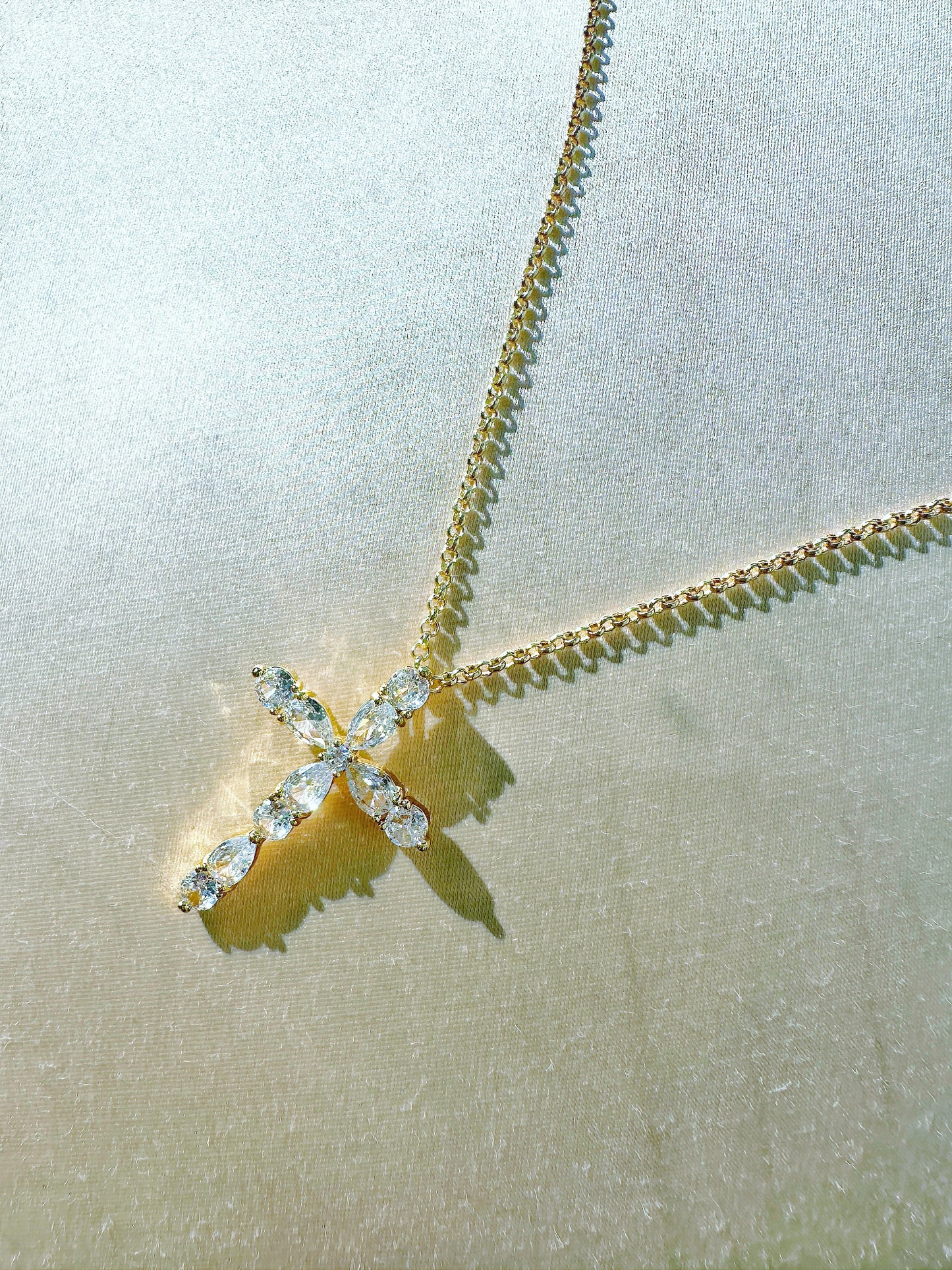 14K Gold-Filled Crystal Cross Necklace