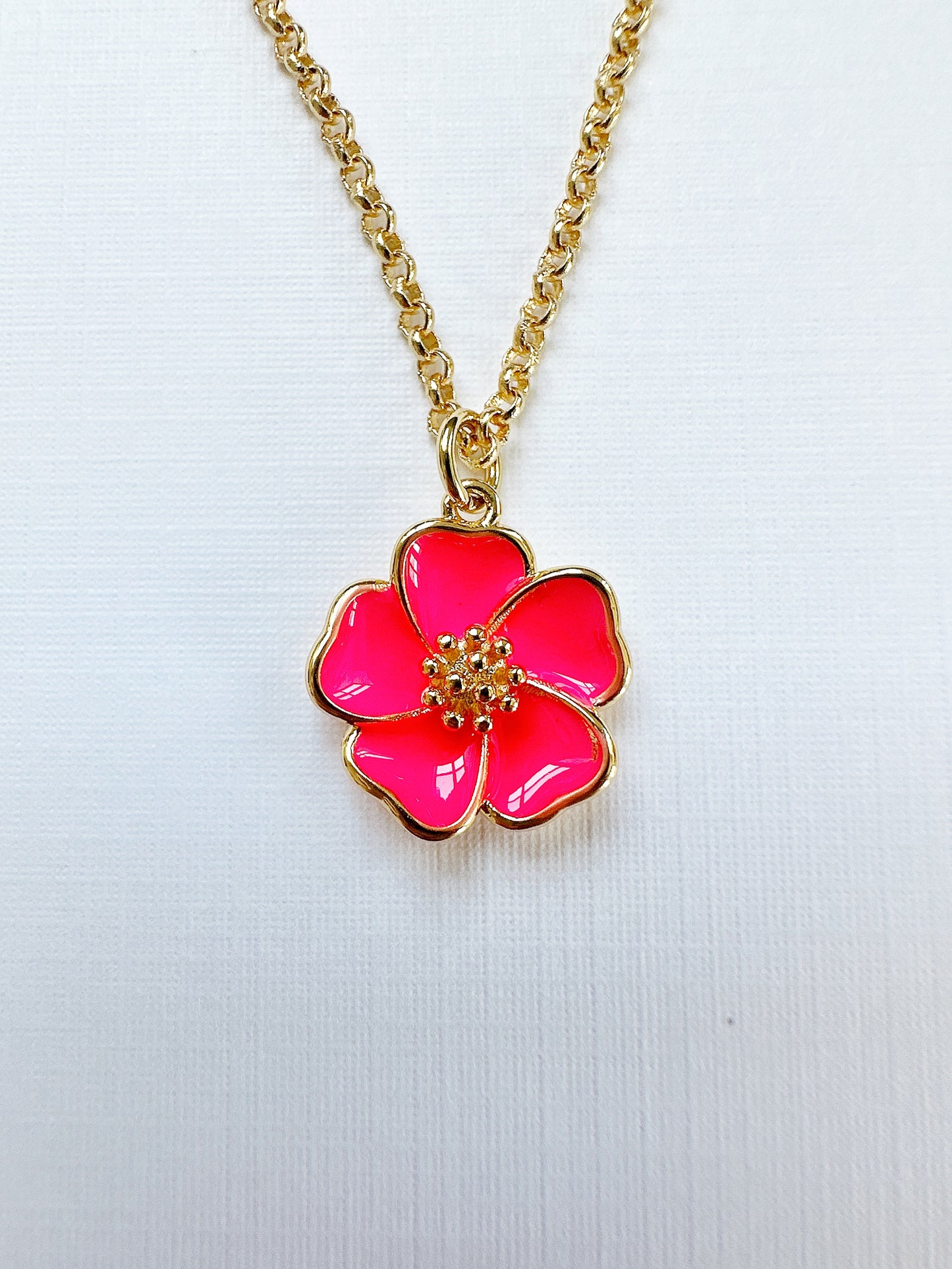 Pink Gold-Filled Hibiscus Necklace