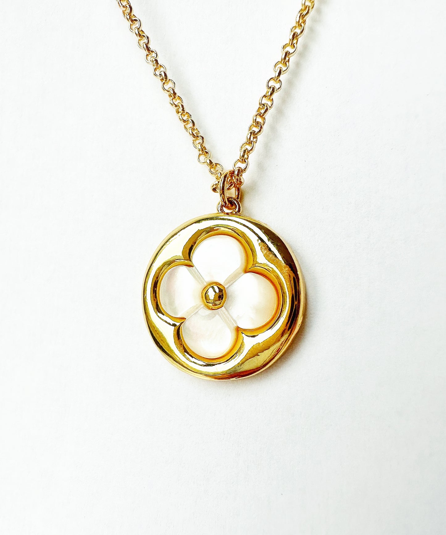 Lucky Sunshine Gold Clover Pearl Necklace with Crystal Accent