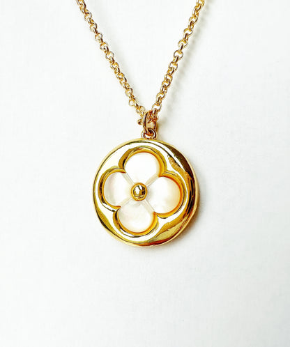 Lucky Sunshine Gold Clover Pearl Necklace with Crystal Accent