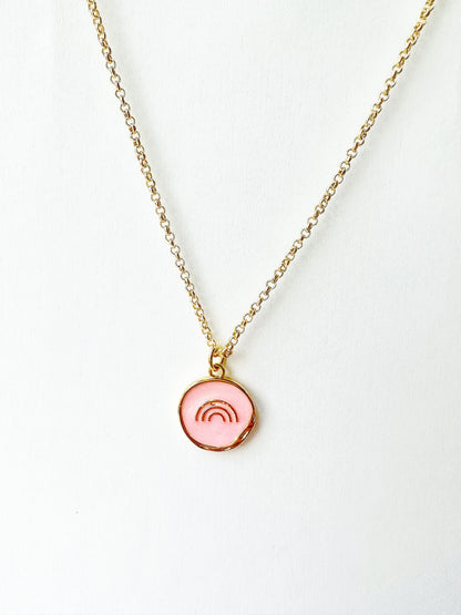 14k Gold-Filled Pink Rainbow Coin Necklace