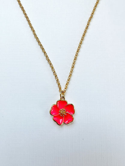 Pink Gold-Filled Hibiscus Necklace