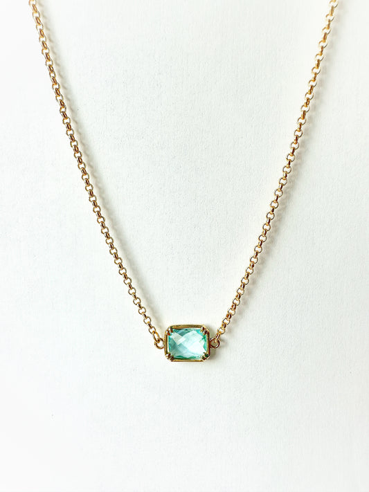 Blue Crystal Gold-Filled Necklace