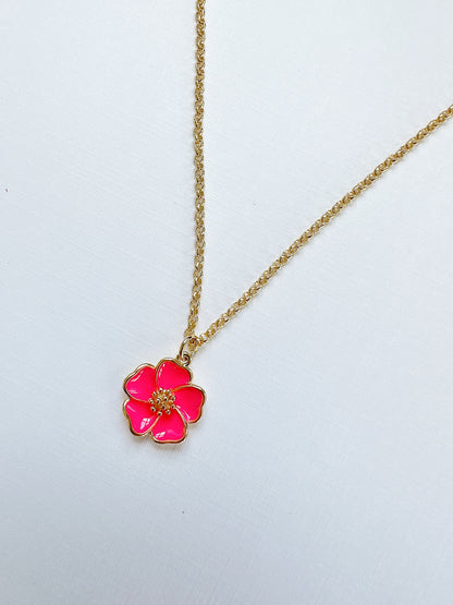 Pink Gold-Filled Hibiscus Necklace