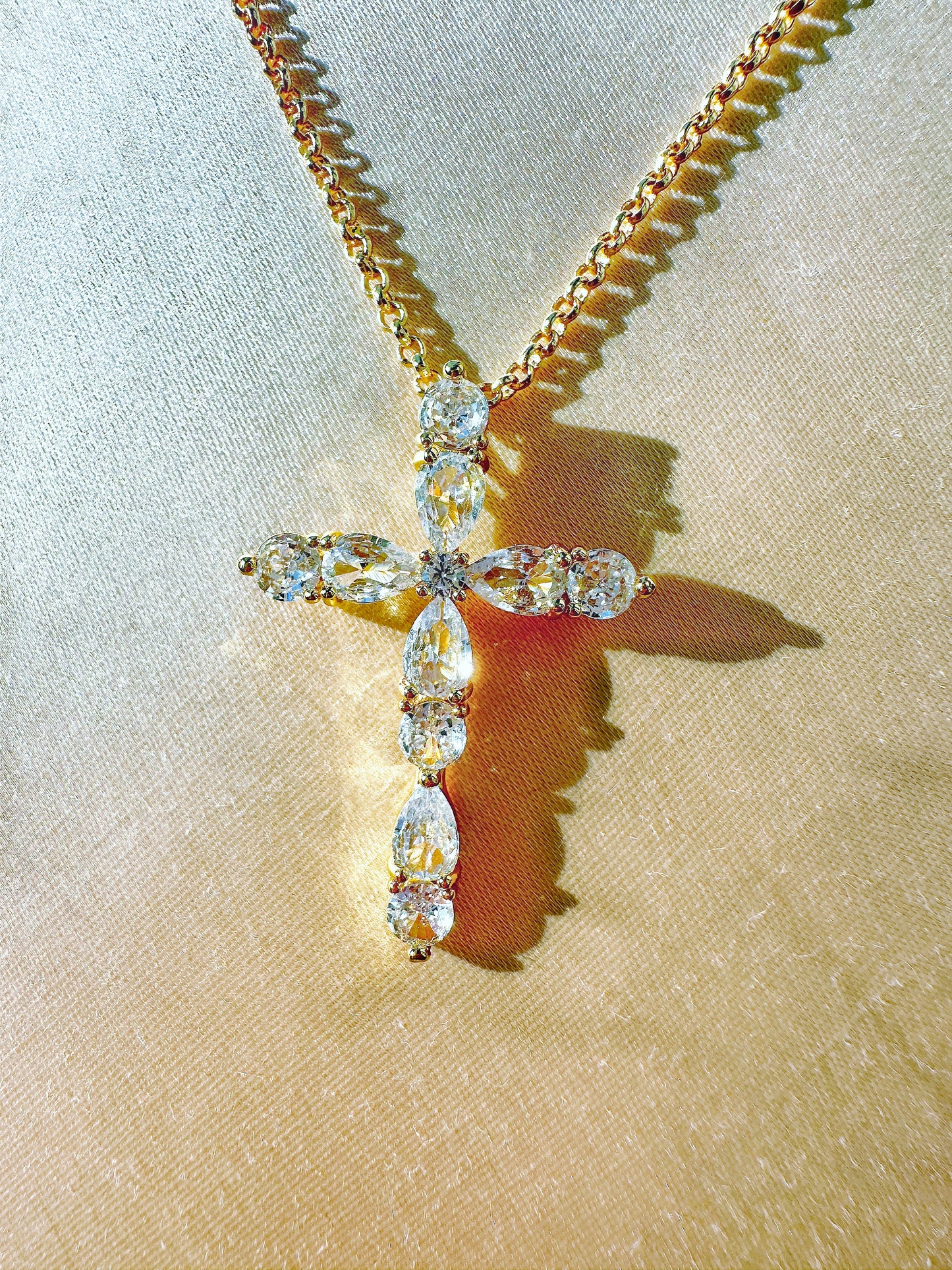 14K Gold-Filled Crystal Cross Necklace