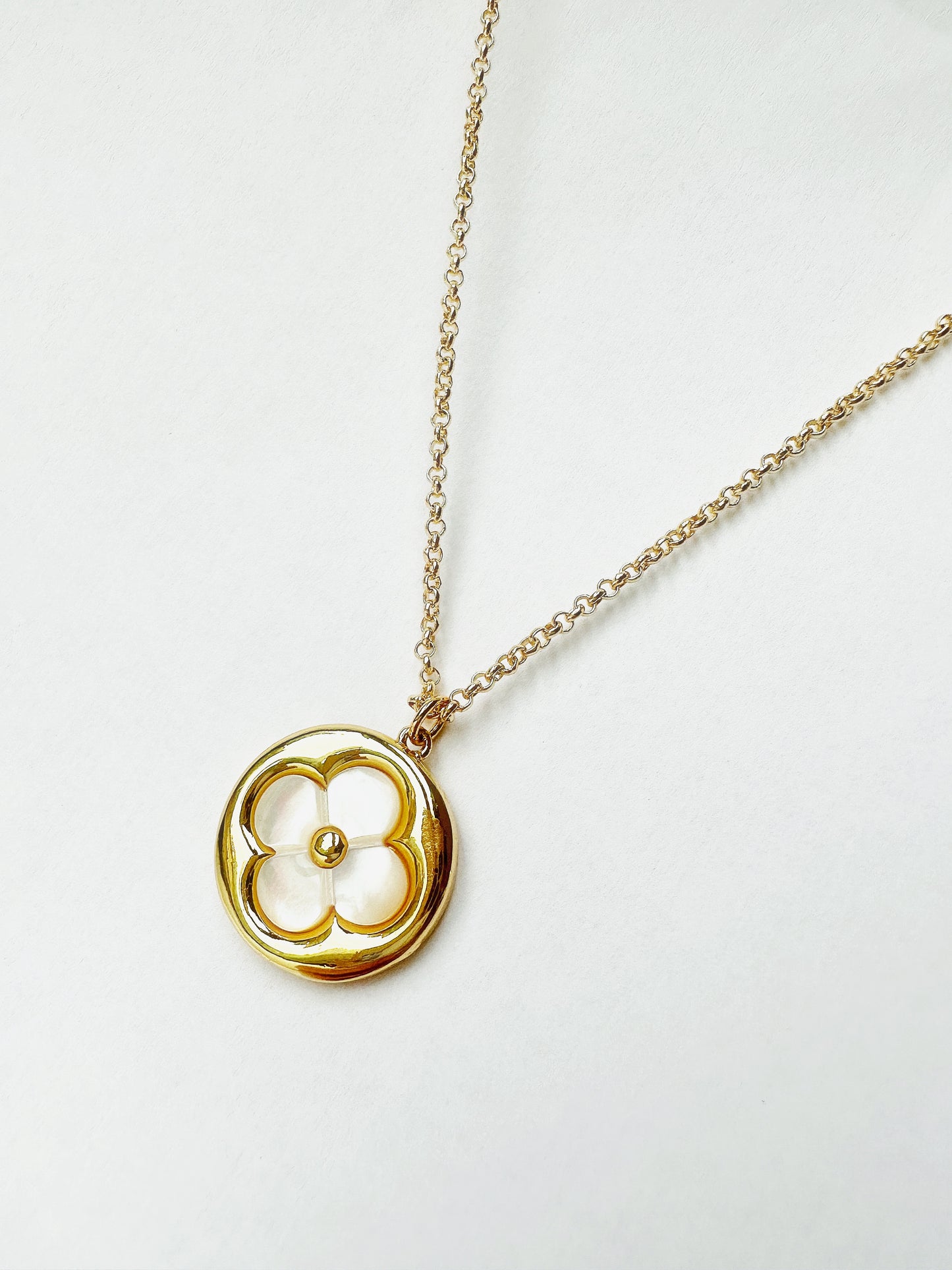 Lucky Sunshine Gold Clover Pearl Necklace with Crystal Accent