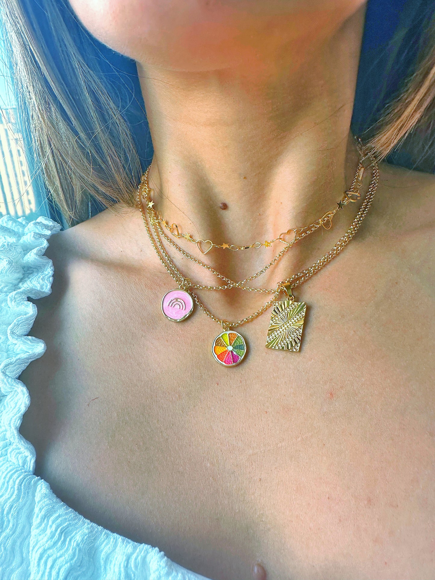 14k Gold-Filled Pink Rainbow Coin Necklace