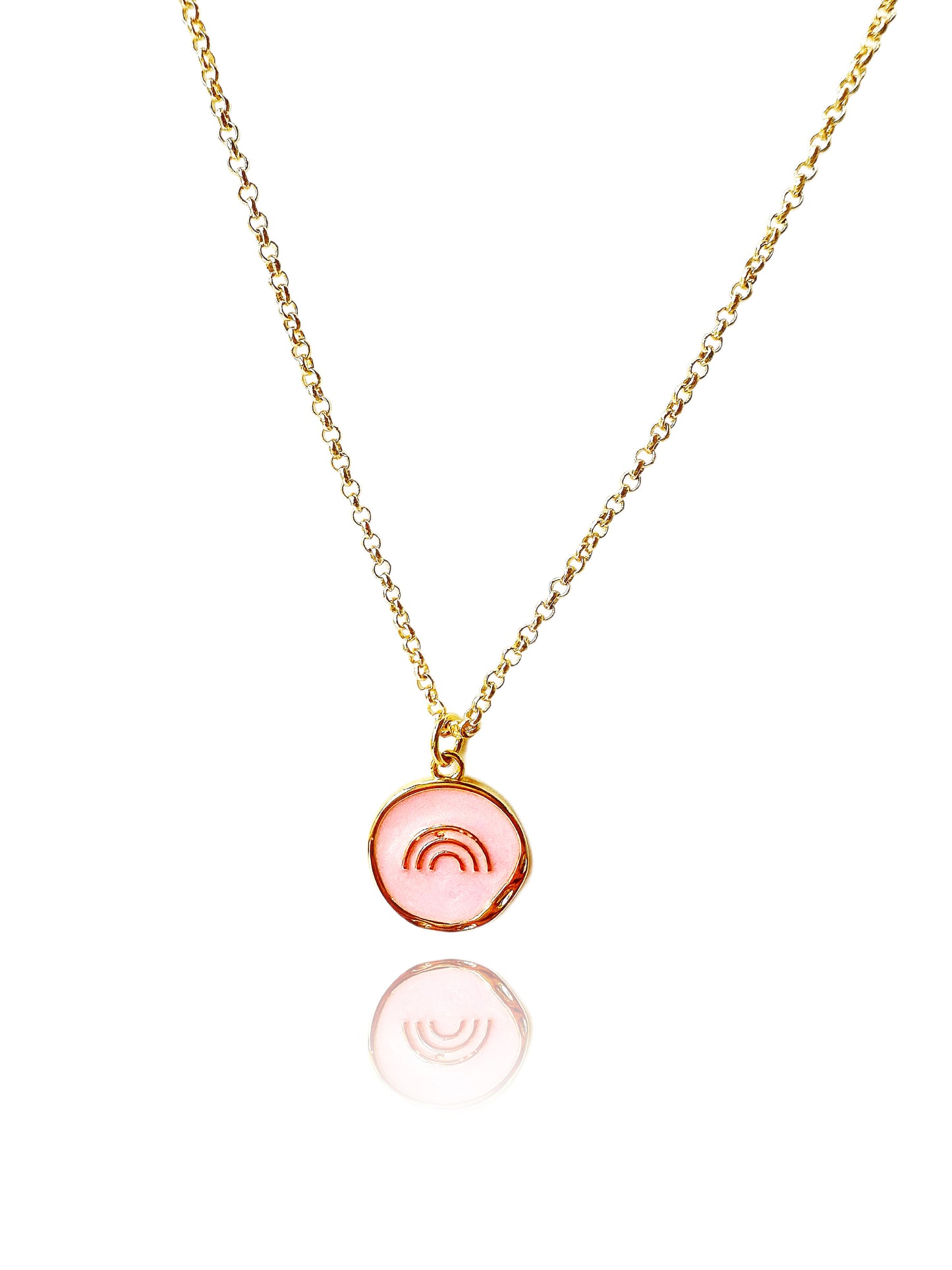 14k Gold-Filled Pink Rainbow Coin Necklace