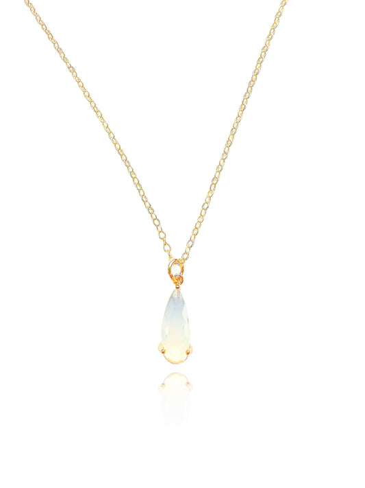 White Crystal Sea Drop 14K Gold Filled Necklace