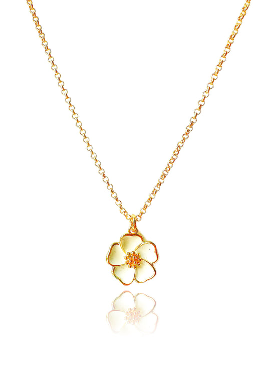 14k Gold-Filled White Hibiscus Flower Necklace