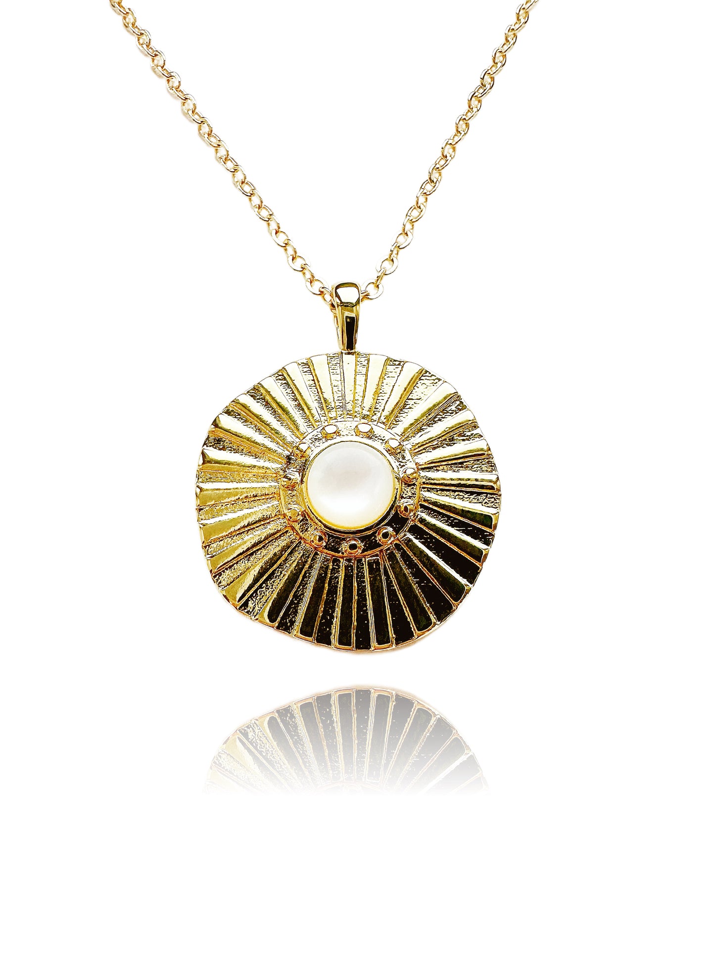 Gold Pearl Medallion 14K Gold Necklace