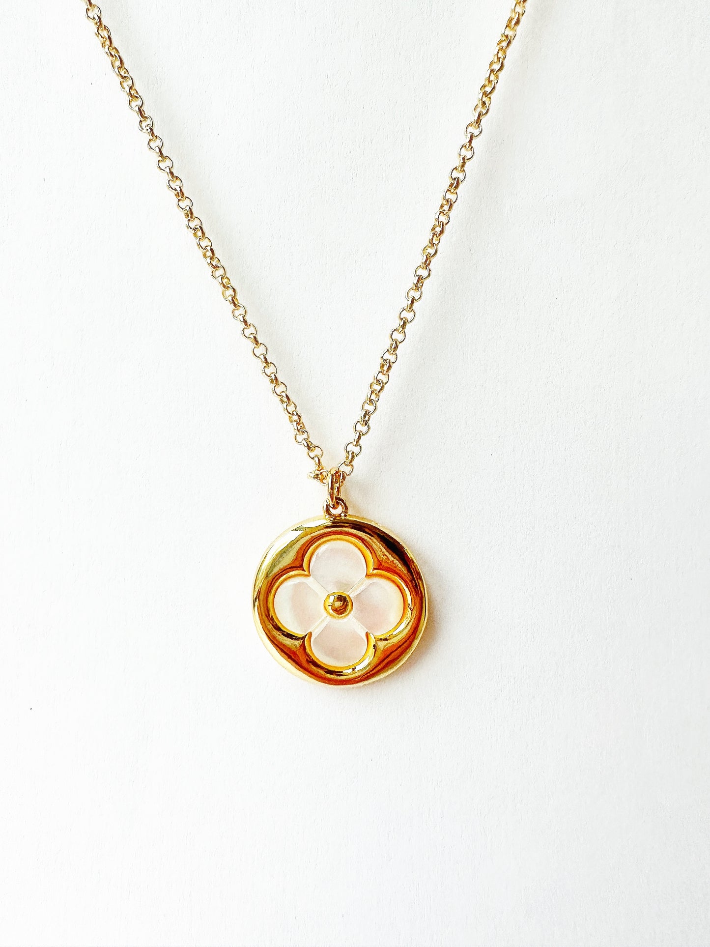 Lucky Sunshine Gold Clover Pearl Necklace with Crystal Accent