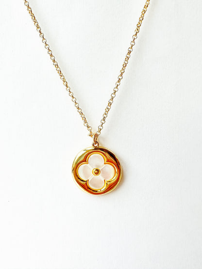 Lucky Sunshine Gold Clover Pearl Necklace with Crystal Accent