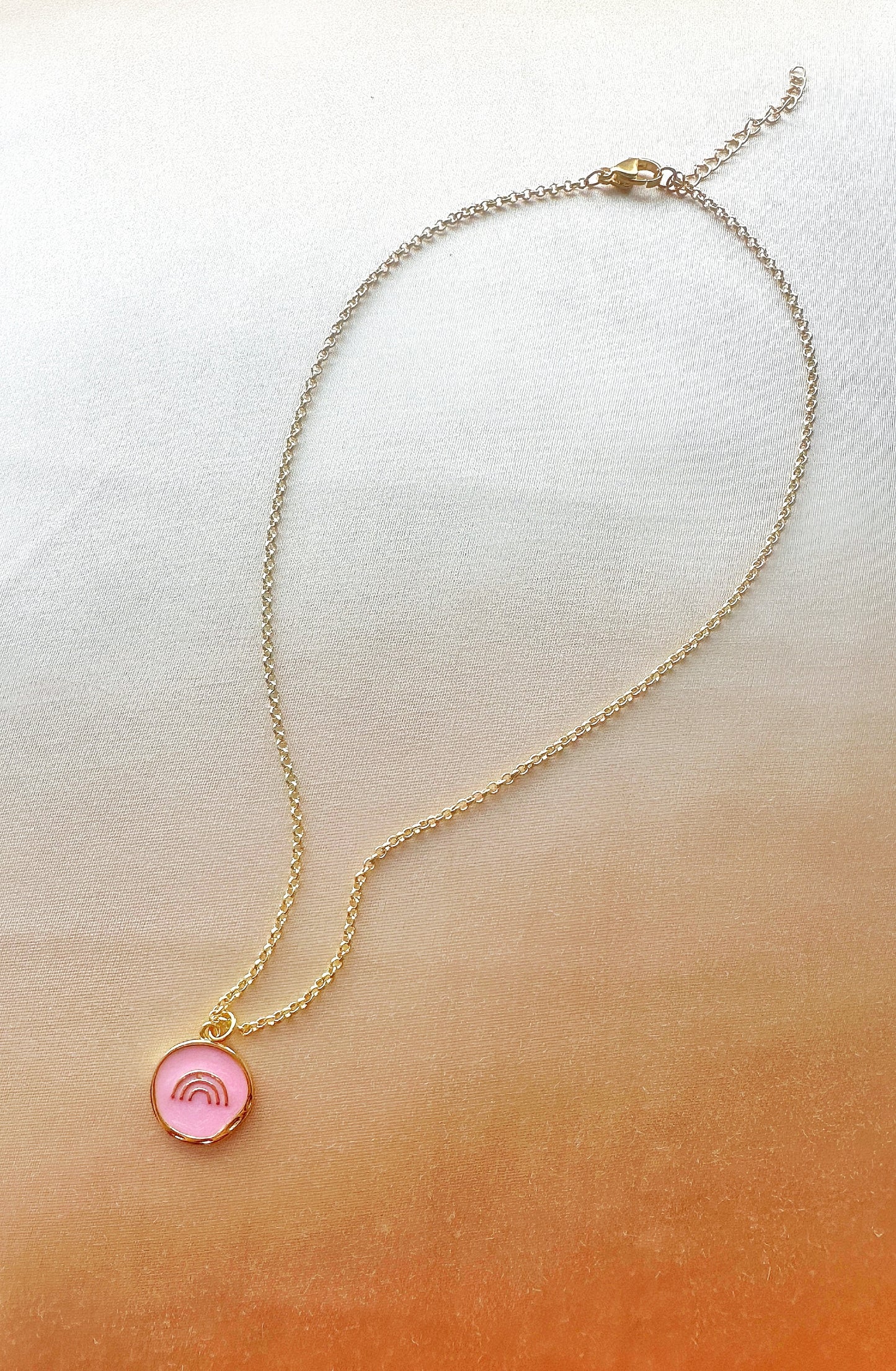 14k Gold-Filled Pink Rainbow Coin Necklace