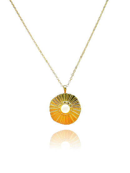 Gold Pearl Medallion 14K Gold Necklace