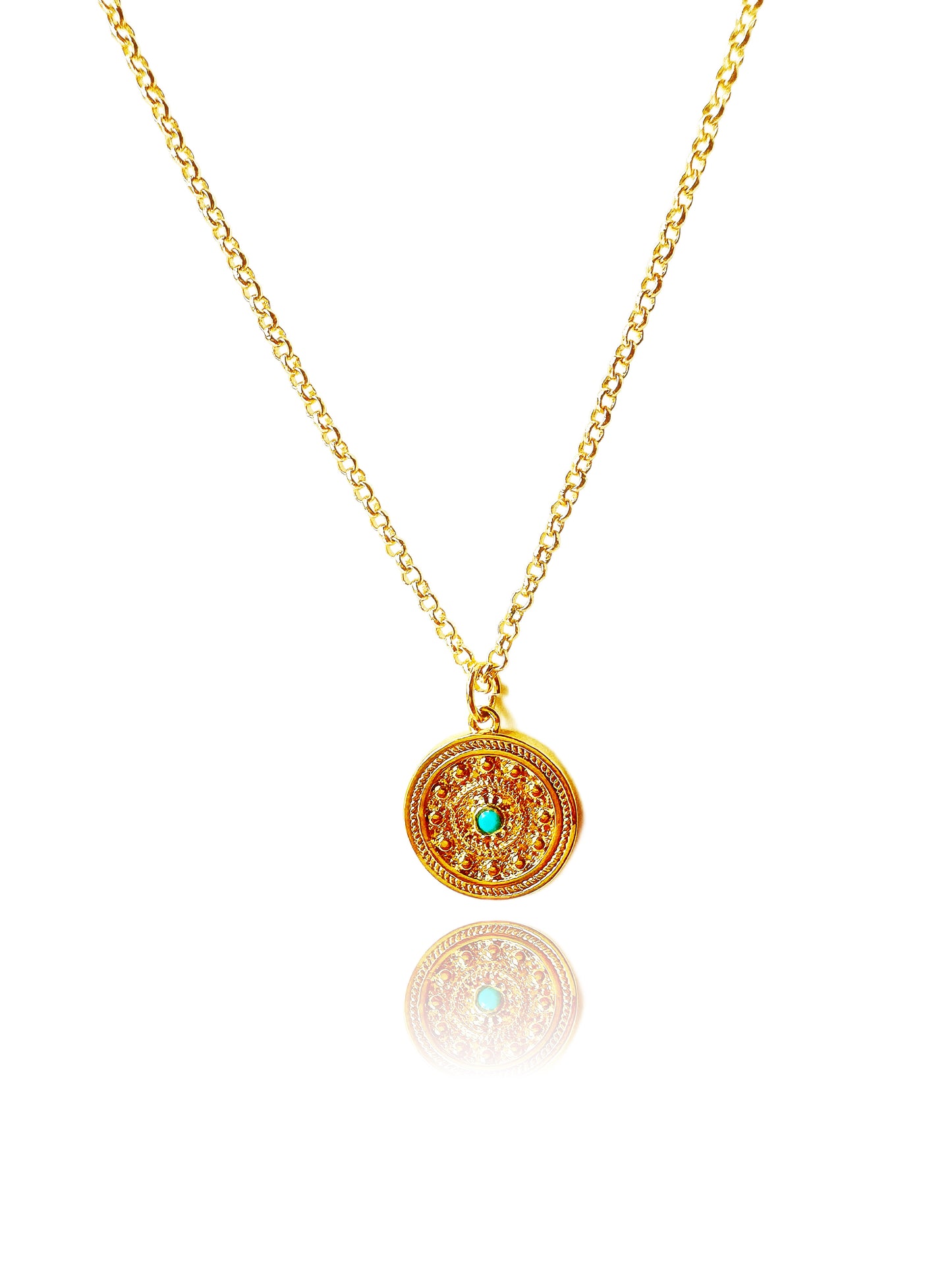 Gold-Filled Turquoise Medallion Necklace