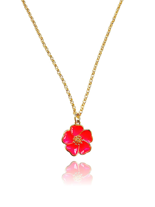 Pink Gold-Filled Hibiscus Necklace