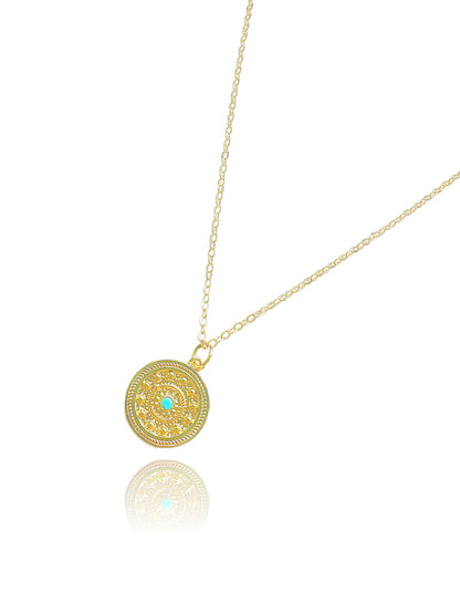 Gold-Filled Turquoise Medallion Necklace