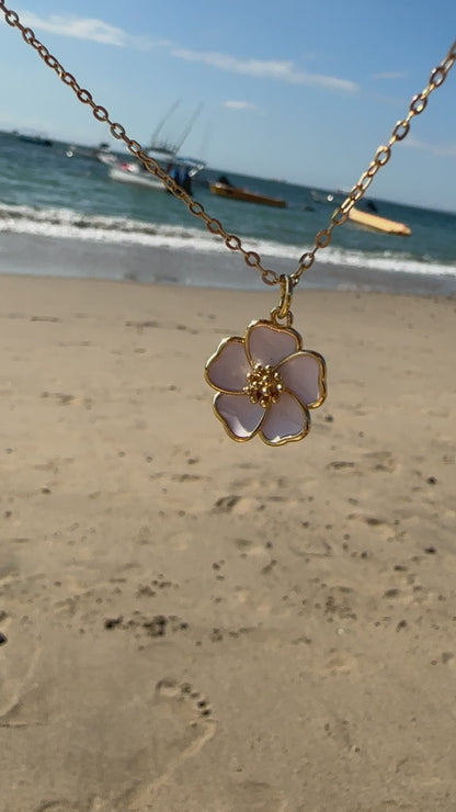 14k Gold-Filled White Hibiscus Flower Necklace